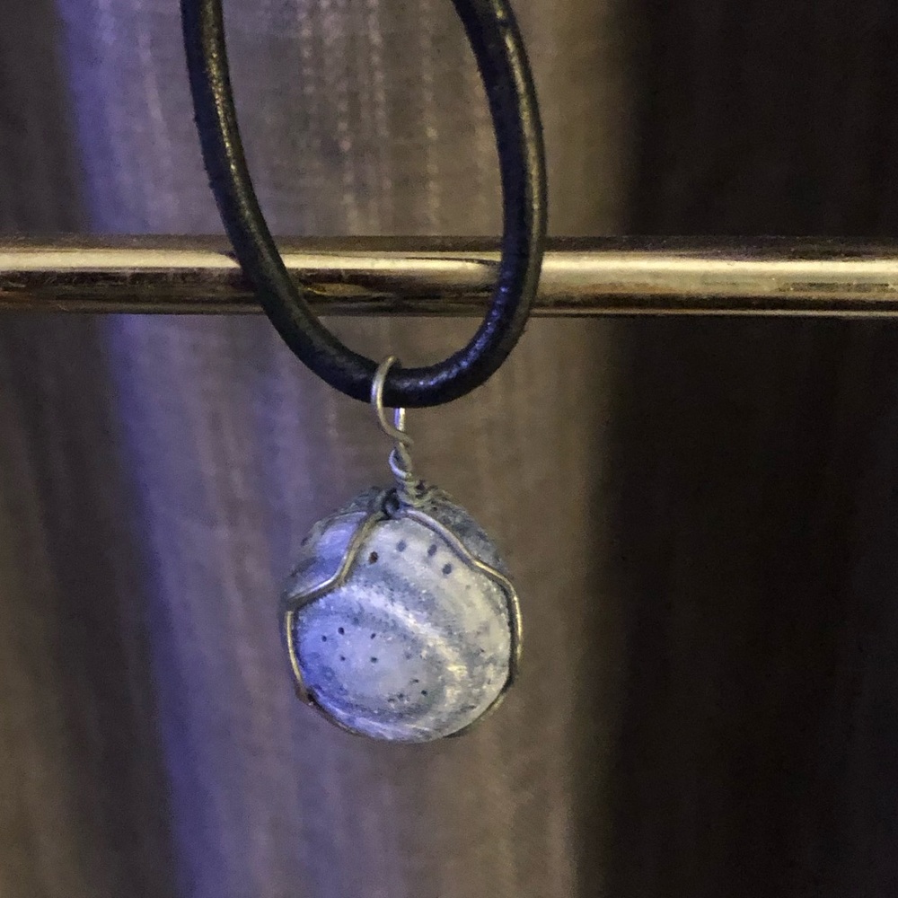 Thong Necklace with Natural Stone Wire Wrapped